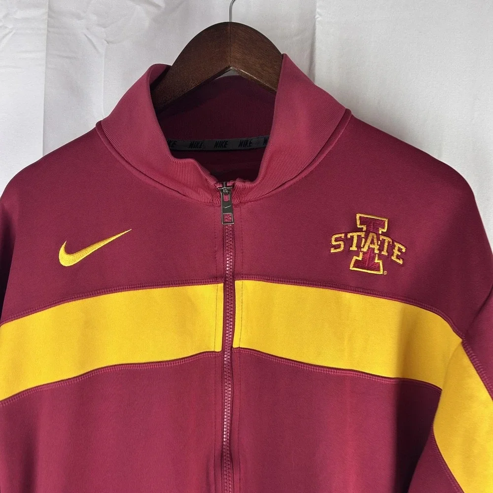 Iowa State Cyclones Jacket Mens XL Red Yellow Football‎ Dri-FIT Full Zip Nike